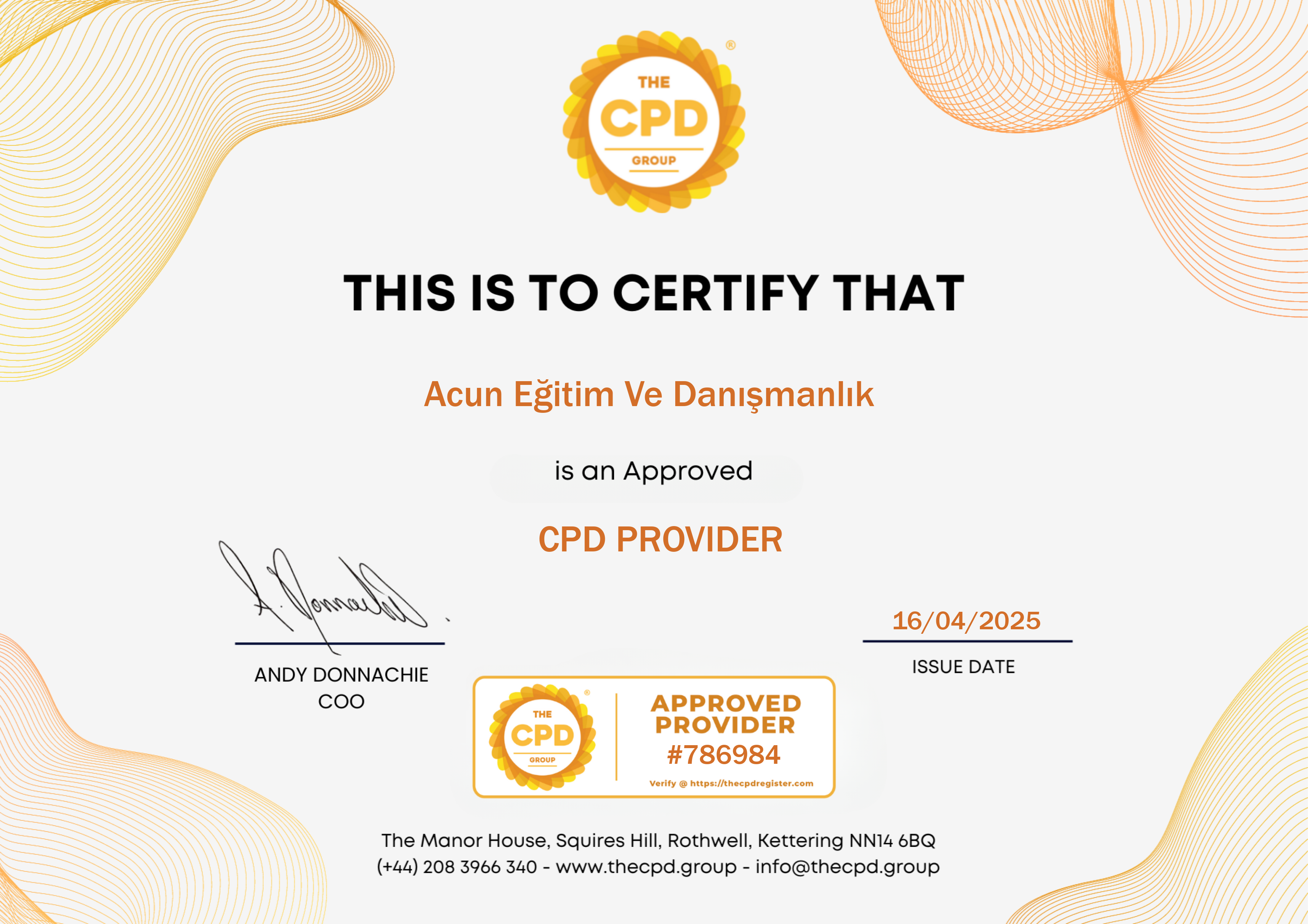CPD Provider sertifikası